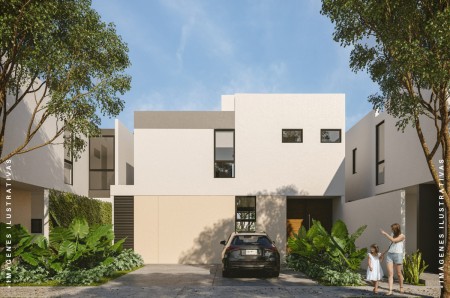 Casa en venta en privada Macora 86 Cholul con cuatro habitaciones de dos plantas